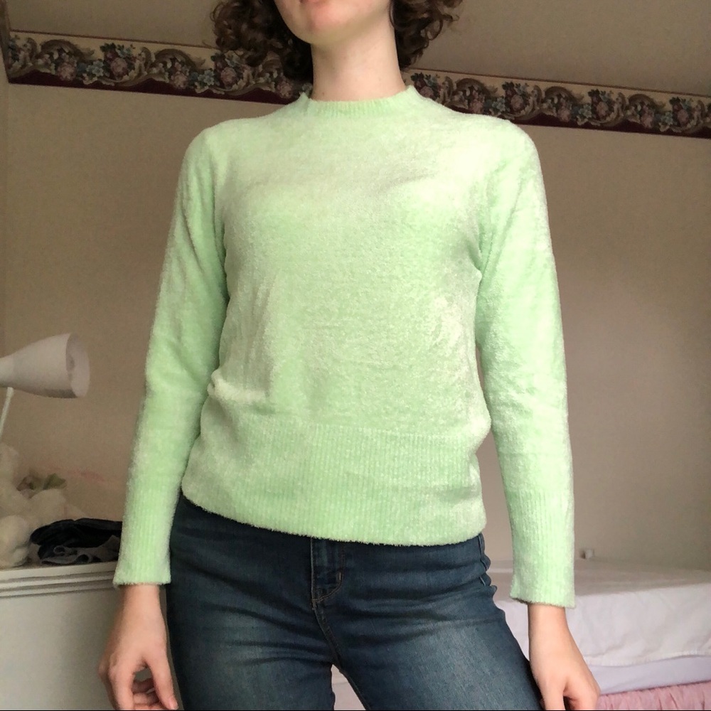 Arizona Lime Green Fuzzy Sweater